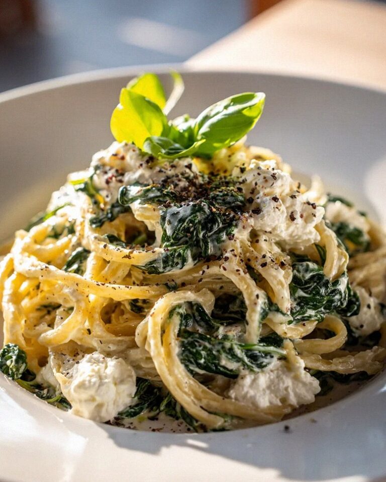 Cremige Knoblauch Pasta: Spinat & Ricotta Genuss pur