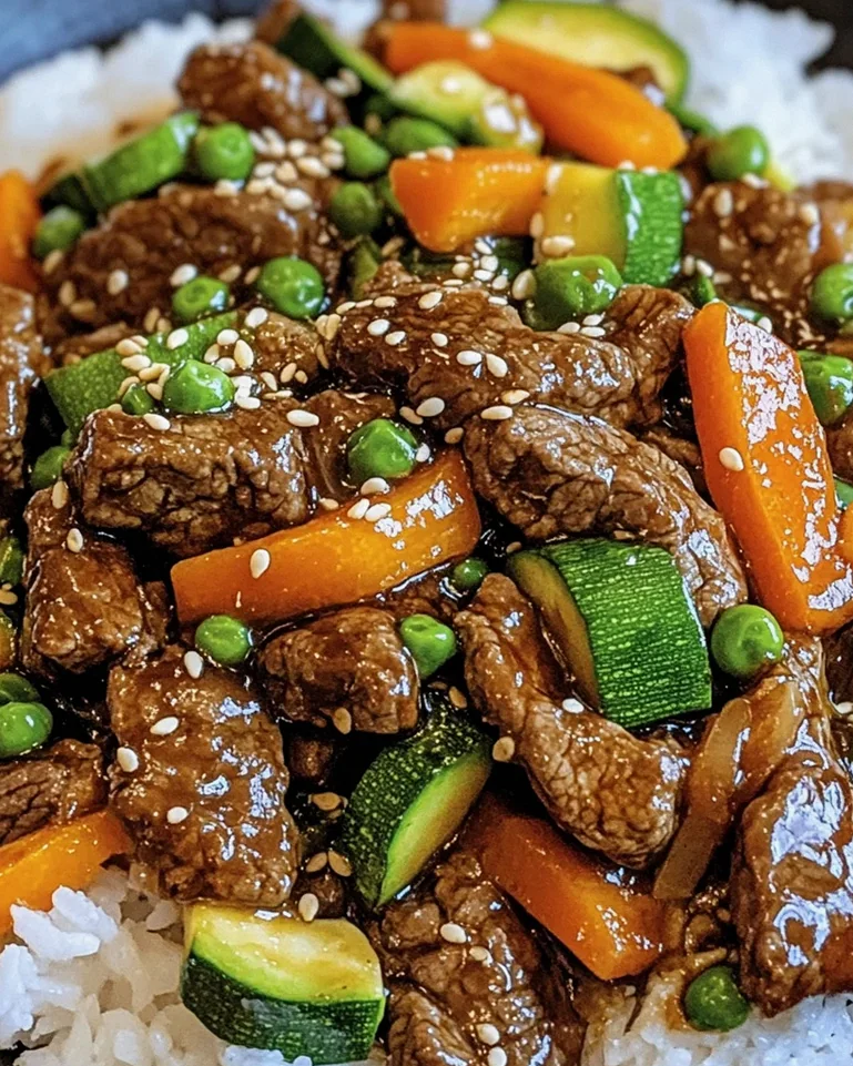 Ein Pfannengericht Teriyaki Rindfleisch mit Reis