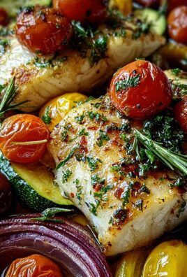 Mediterran gebackene Fischfilets mit Gemüse