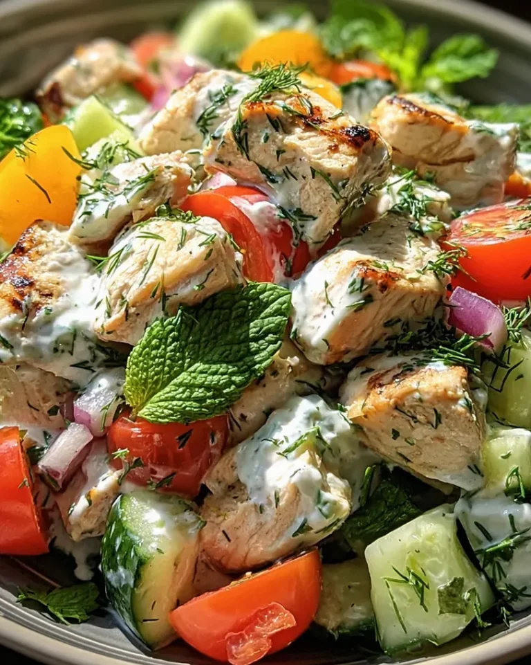 Mediterrane Köstlichkeit Tzatziki Hähnchensalat