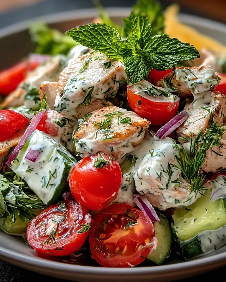 Mediterrane Köstlichkeit Tzatziki Hähnchensalat – Schritt 1