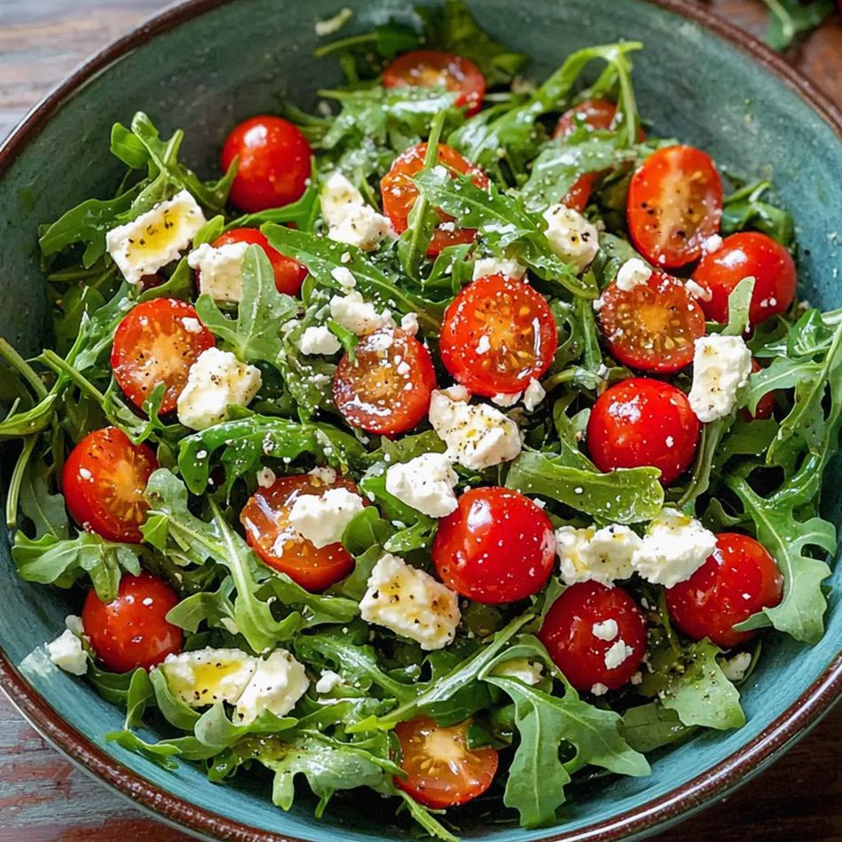 Rucola Salat mit Feta und Tomaten