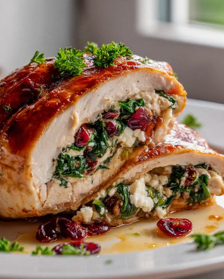 Saftige Gefüllte Hähnchenbrust: Spinat, Feta, Cranberries