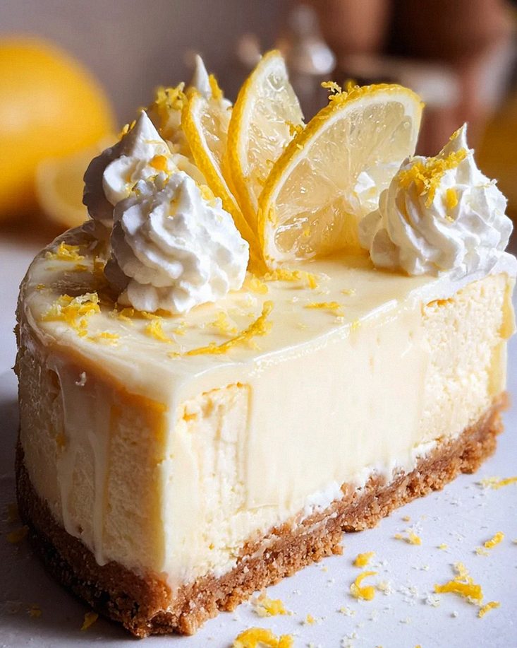 Zitronen-Cheesecake mit weißer Schokolade